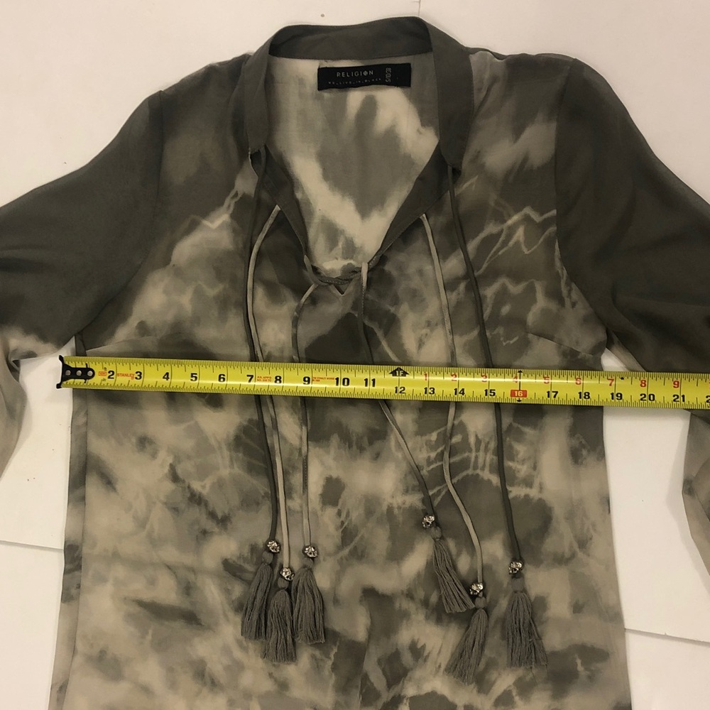 Religion S Dress Sheer Tie-Dye Long Sleeve Two Tone Grey Excellent Condition - Picture 3 of 8